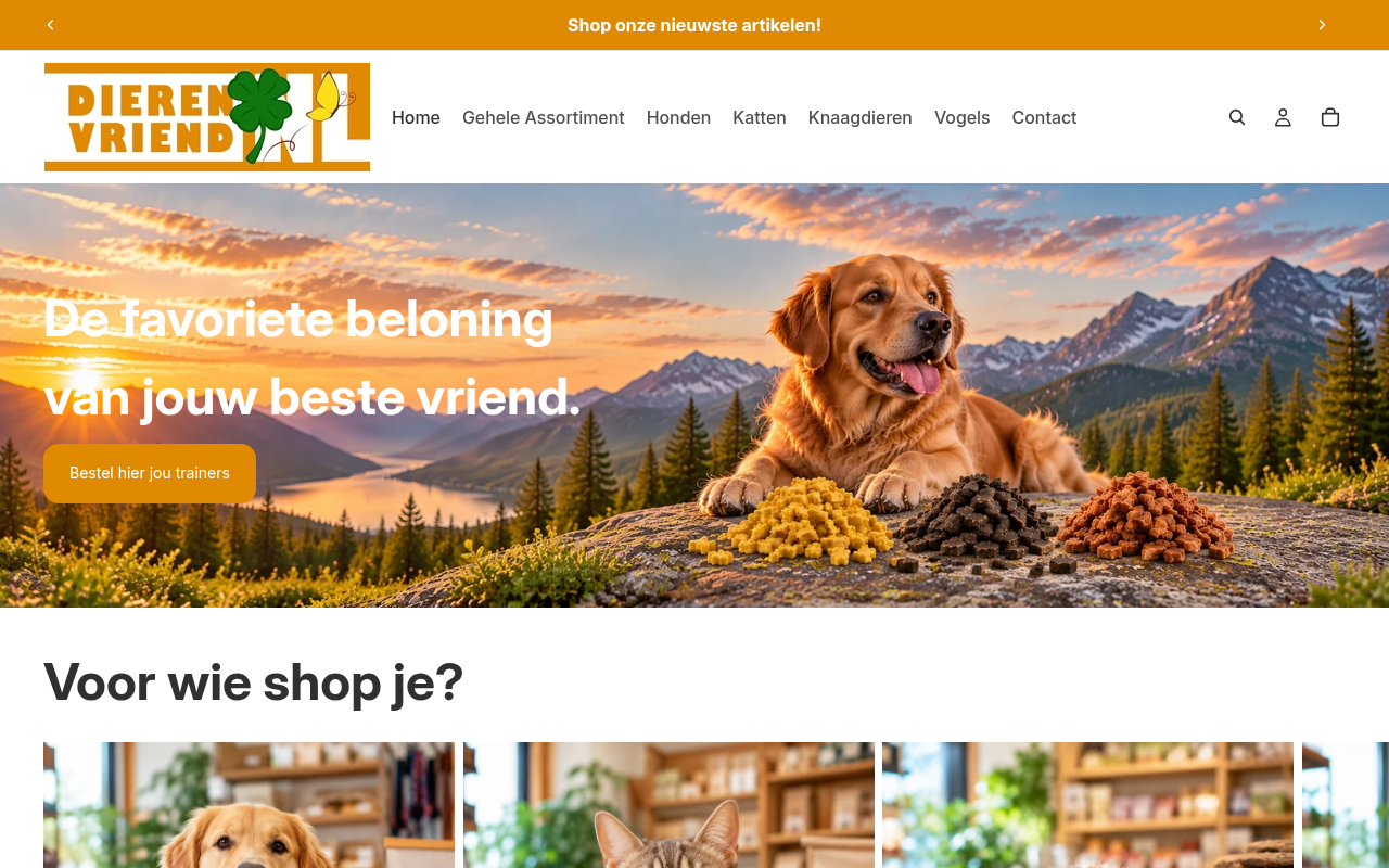 Screenshot van dierenvriend.nl