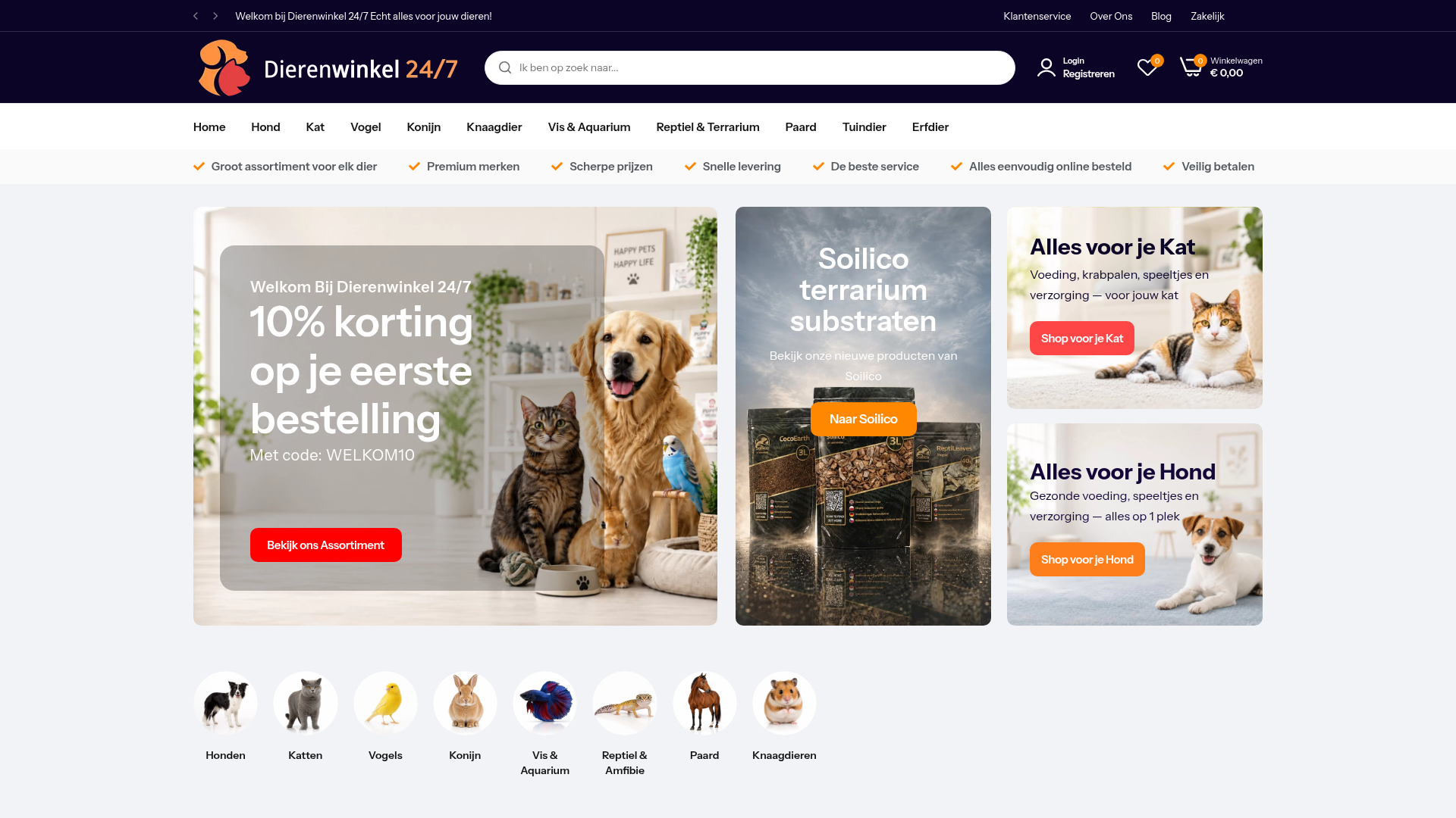 Screenshot van dierenwinkel247.nl