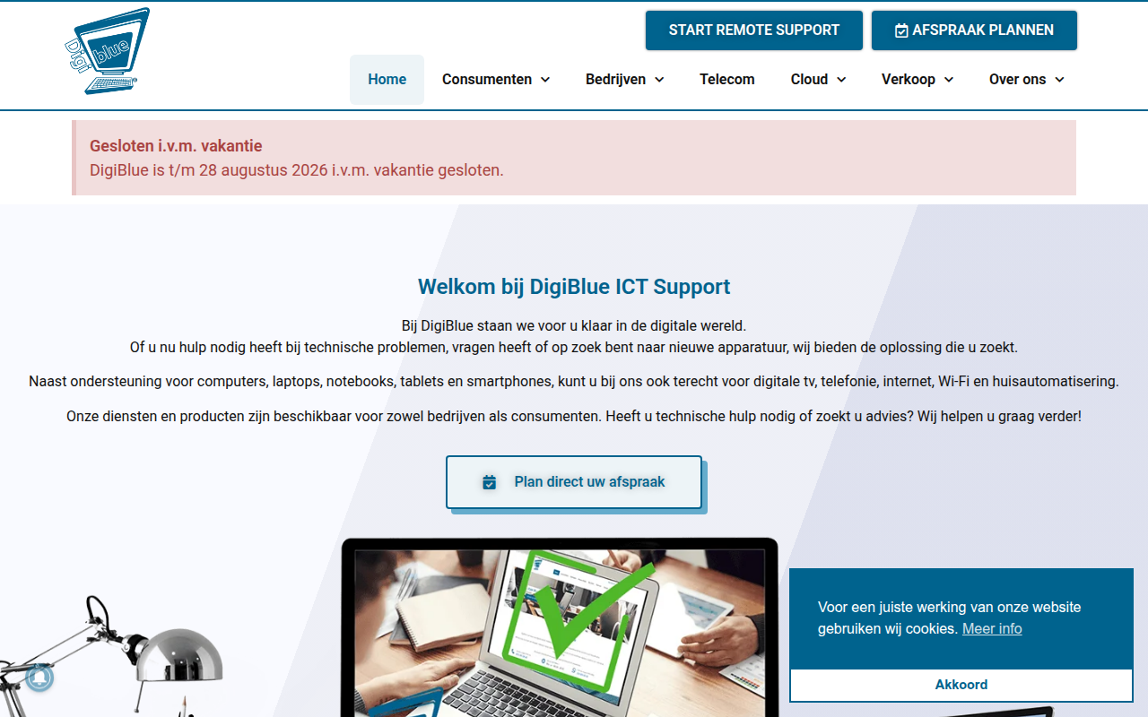 Screenshot van digiblue.nl
