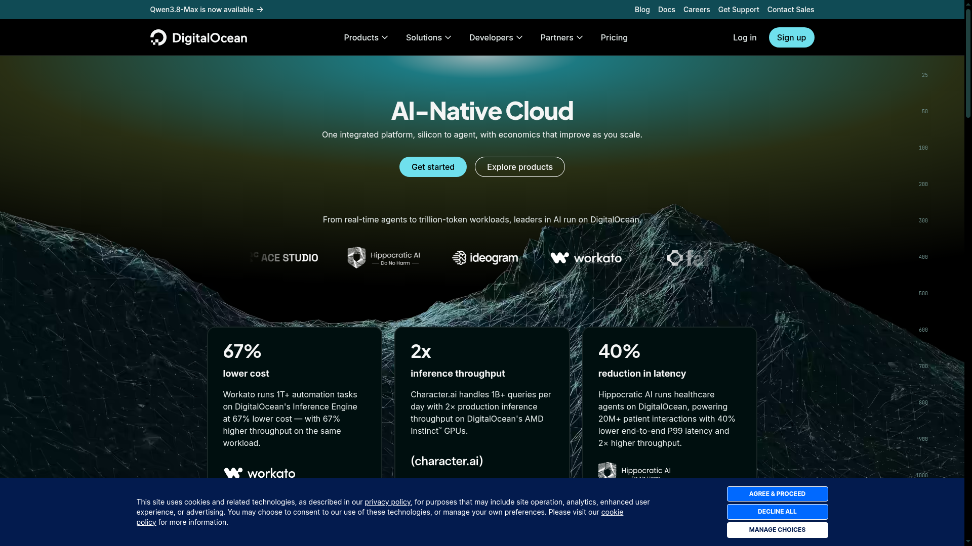 Screenshot van digitalocean.com