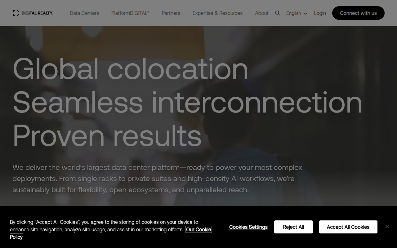 Screenshot van digitalrealty.com