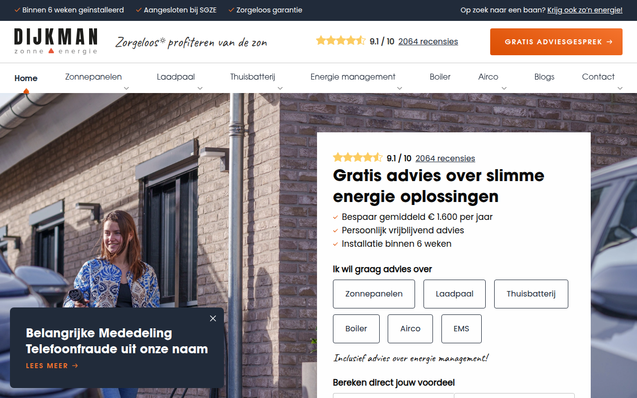 Screenshot van dijkman.nl