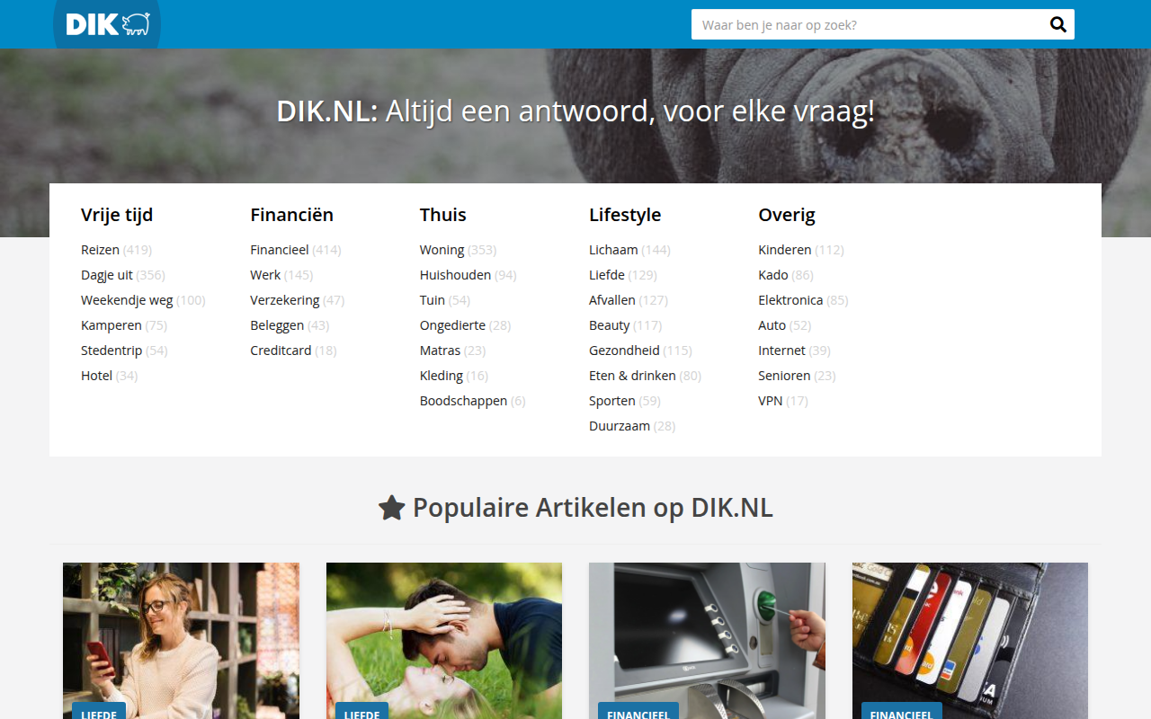 Screenshot van dik.nl