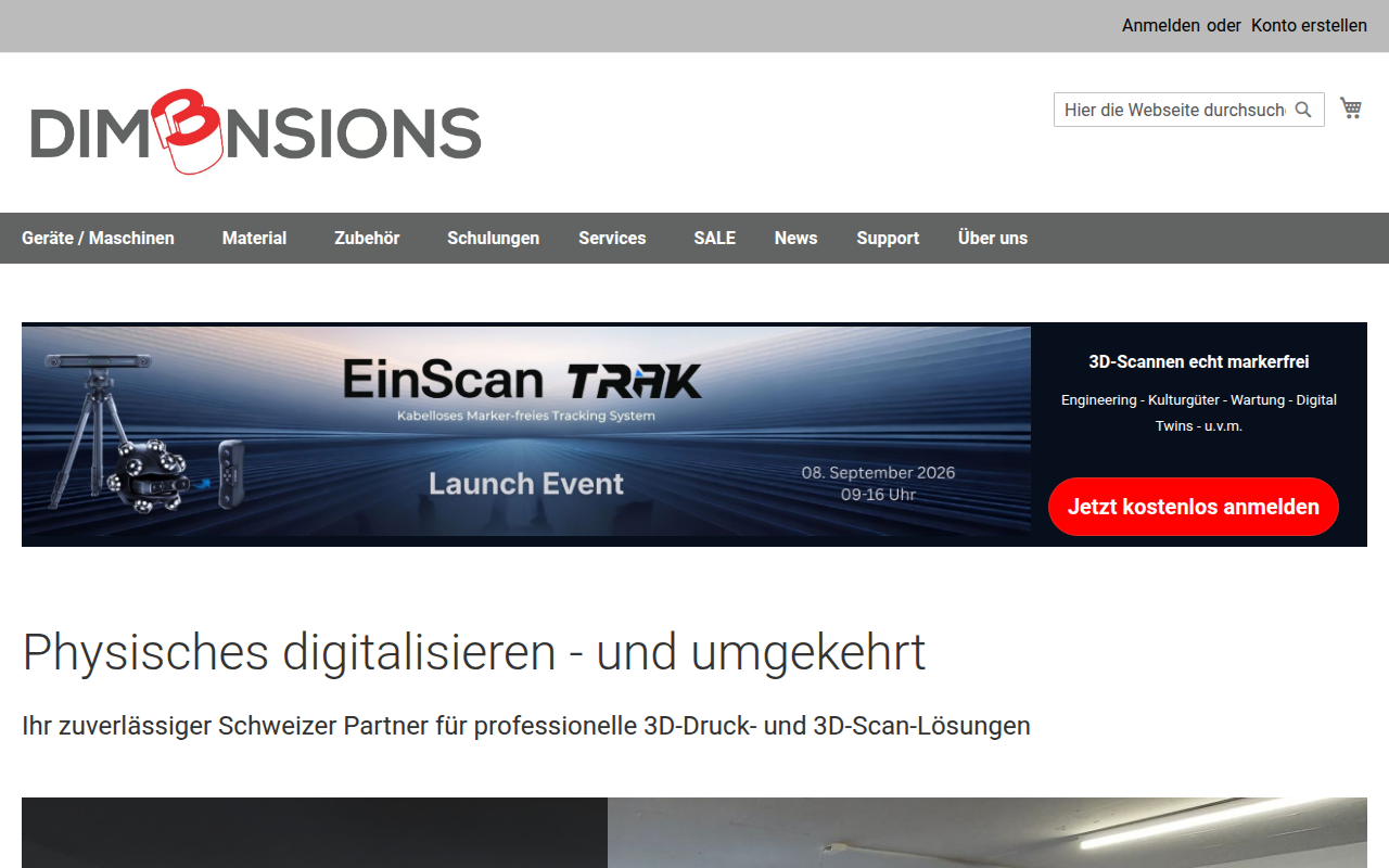 Screenshot van dim3nsions.ch