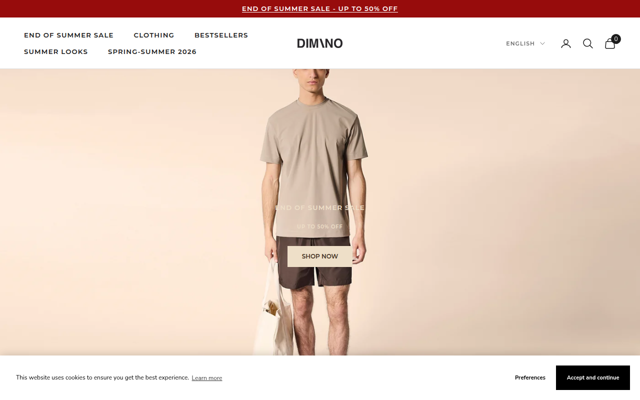 Screenshot van dimano-clothing.com