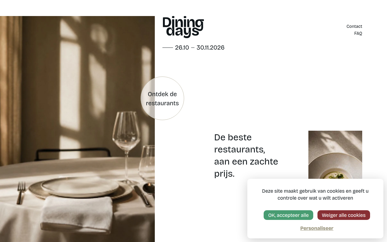Screenshot van diningdays.be