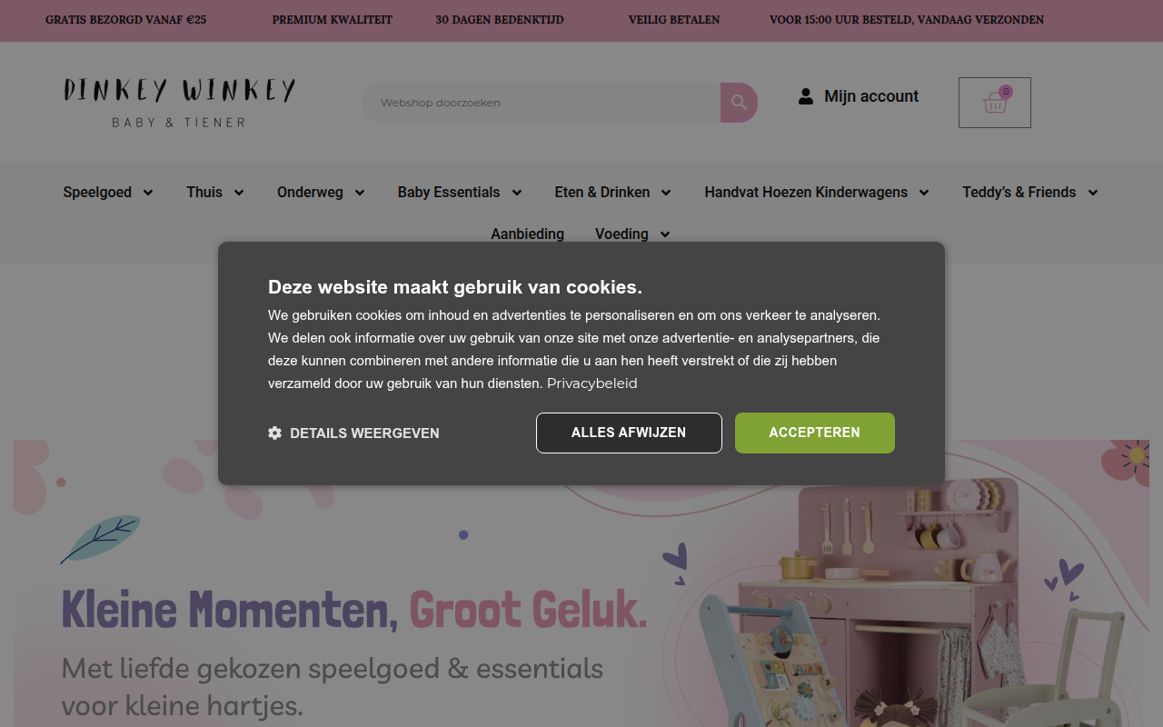 Screenshot van dinkeywinkey.nl