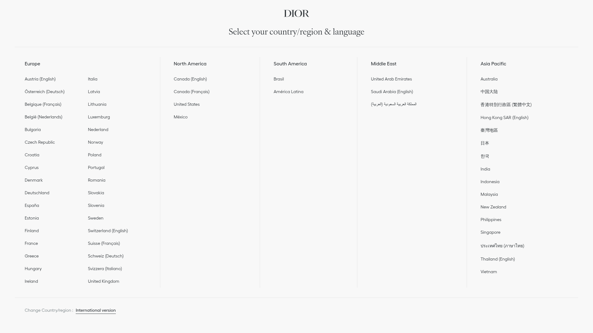 Screenshot van dior.com