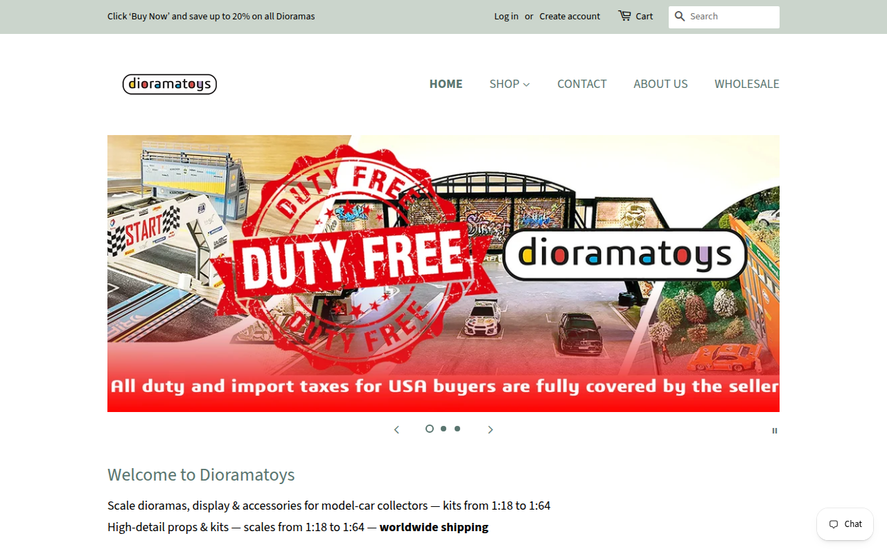 Screenshot van dioramatoys.com