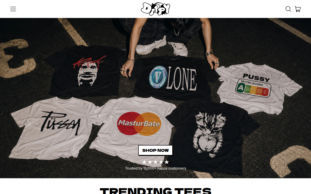 Screenshot van dippytees.com