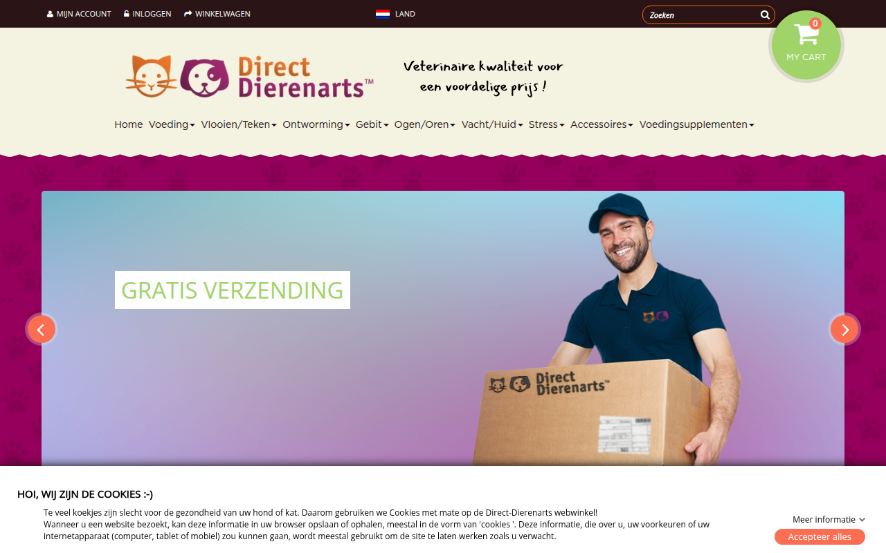 Screenshot van direct-dierenarts.nl