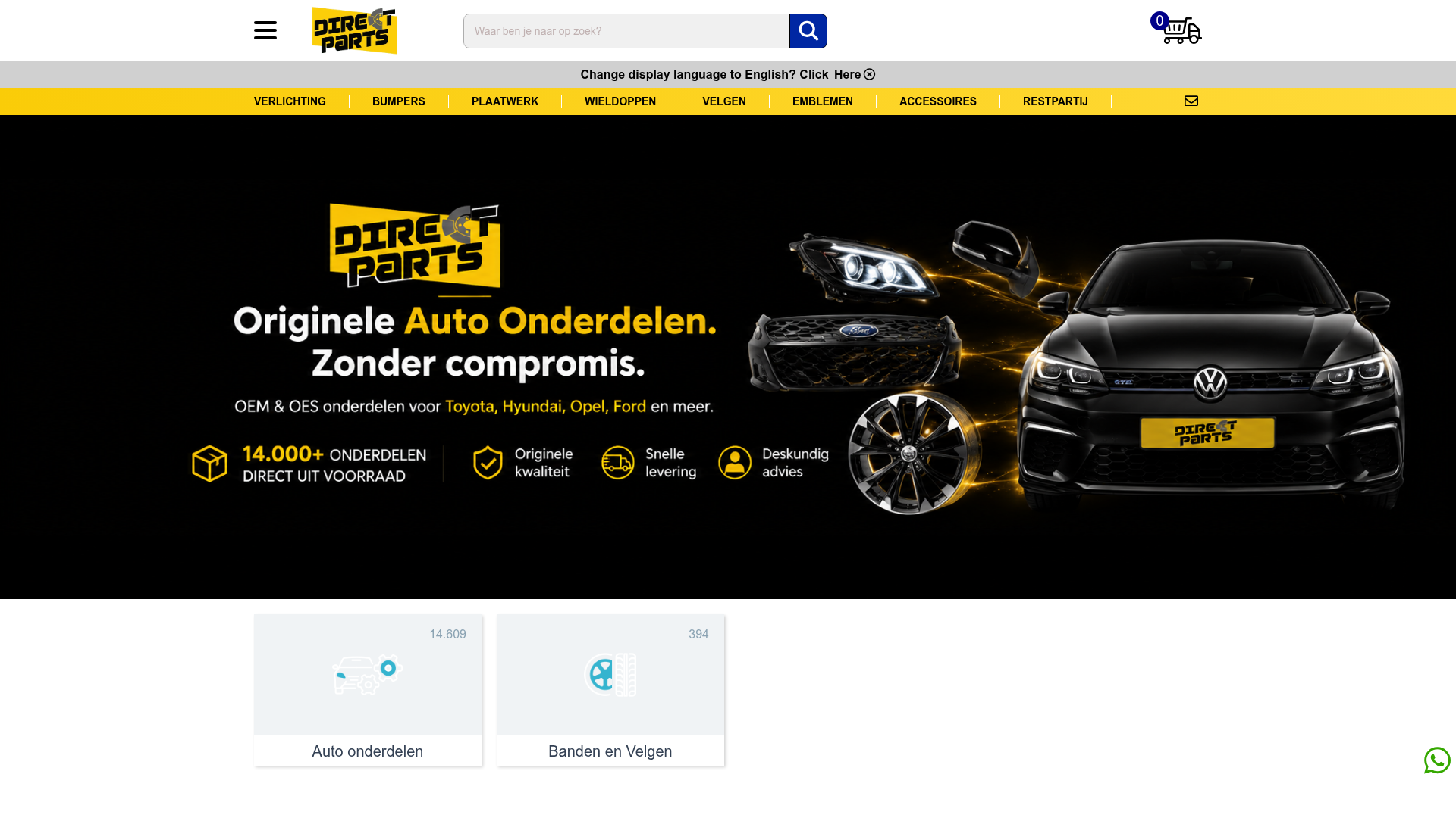 Screenshot van directparts.nl