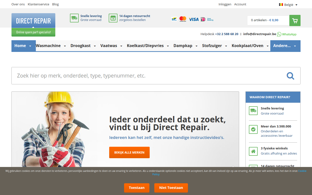 Screenshot van directrepair.be