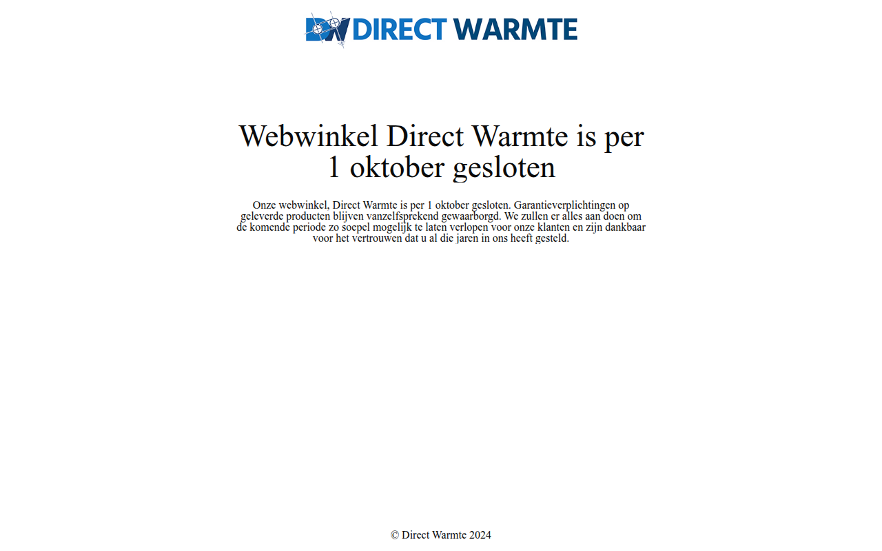 Screenshot van directwarmte.nl