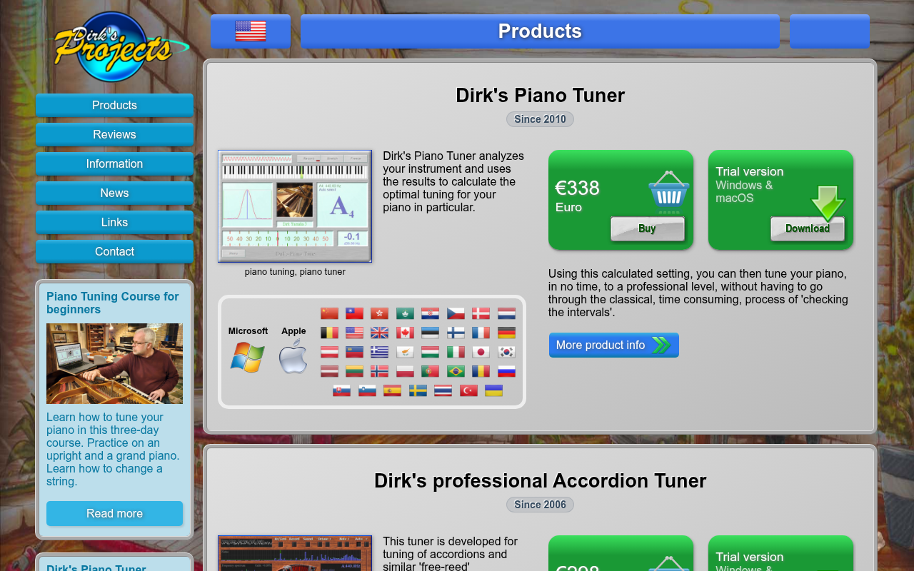 Screenshot van dirksprojects.com