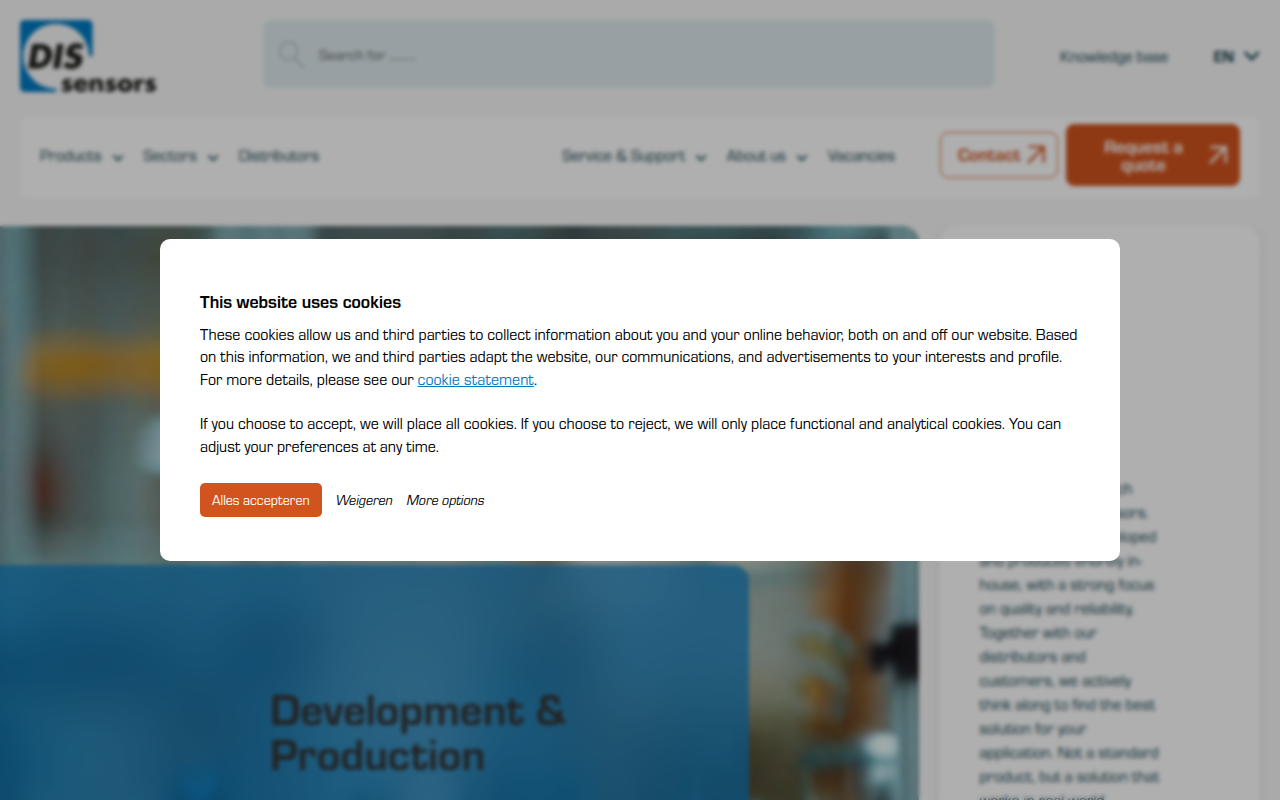 Screenshot van dis-sensors.com