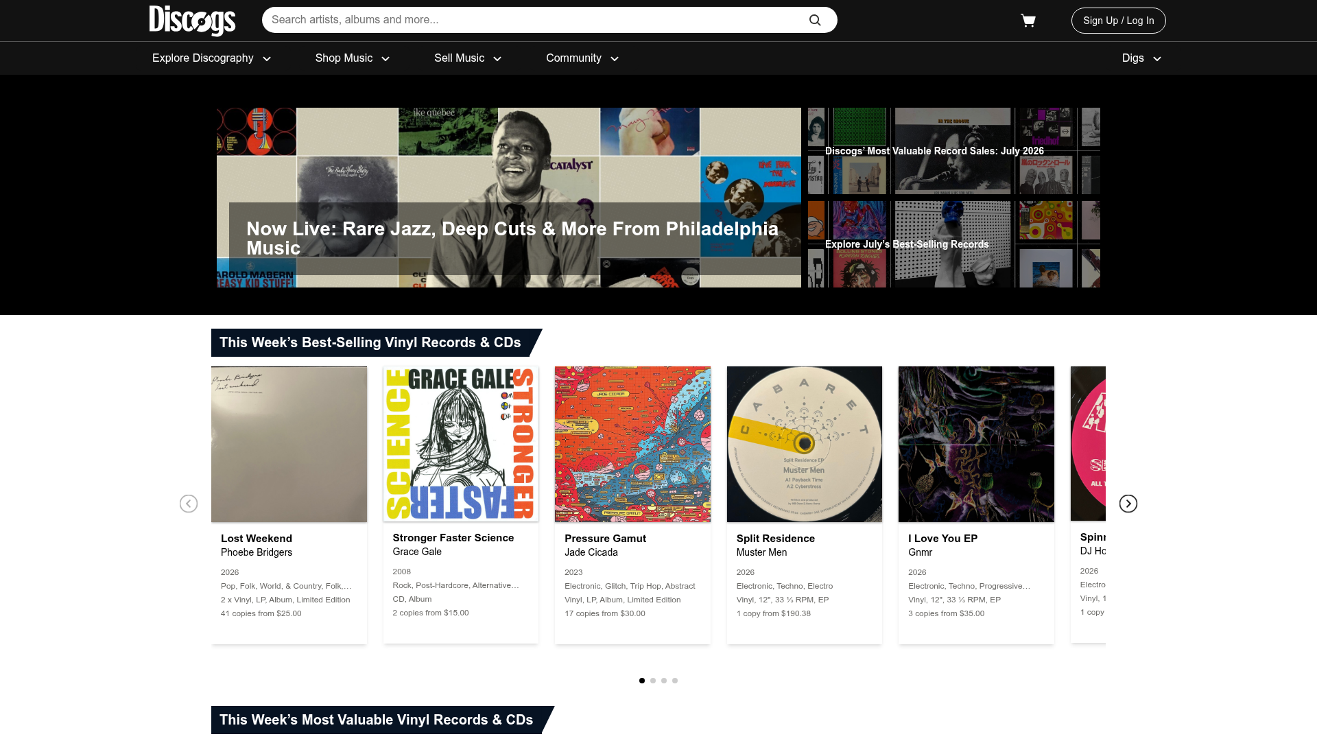Screenshot van discogs.com