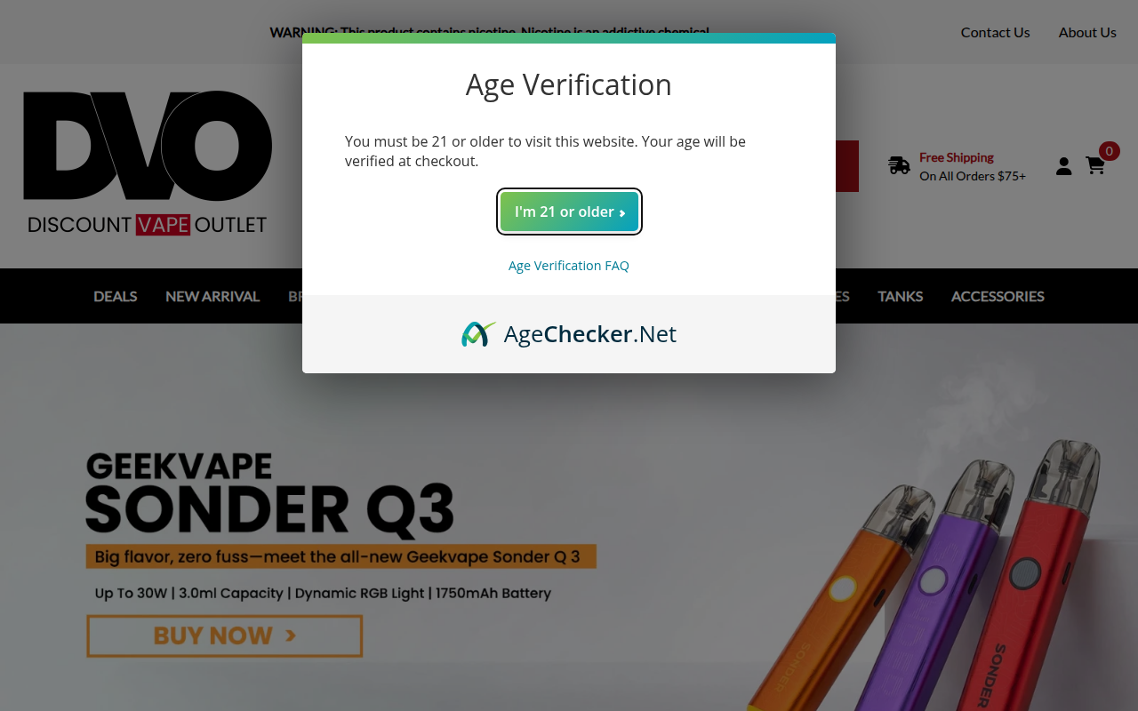 Screenshot van discountvapeoutlet.com