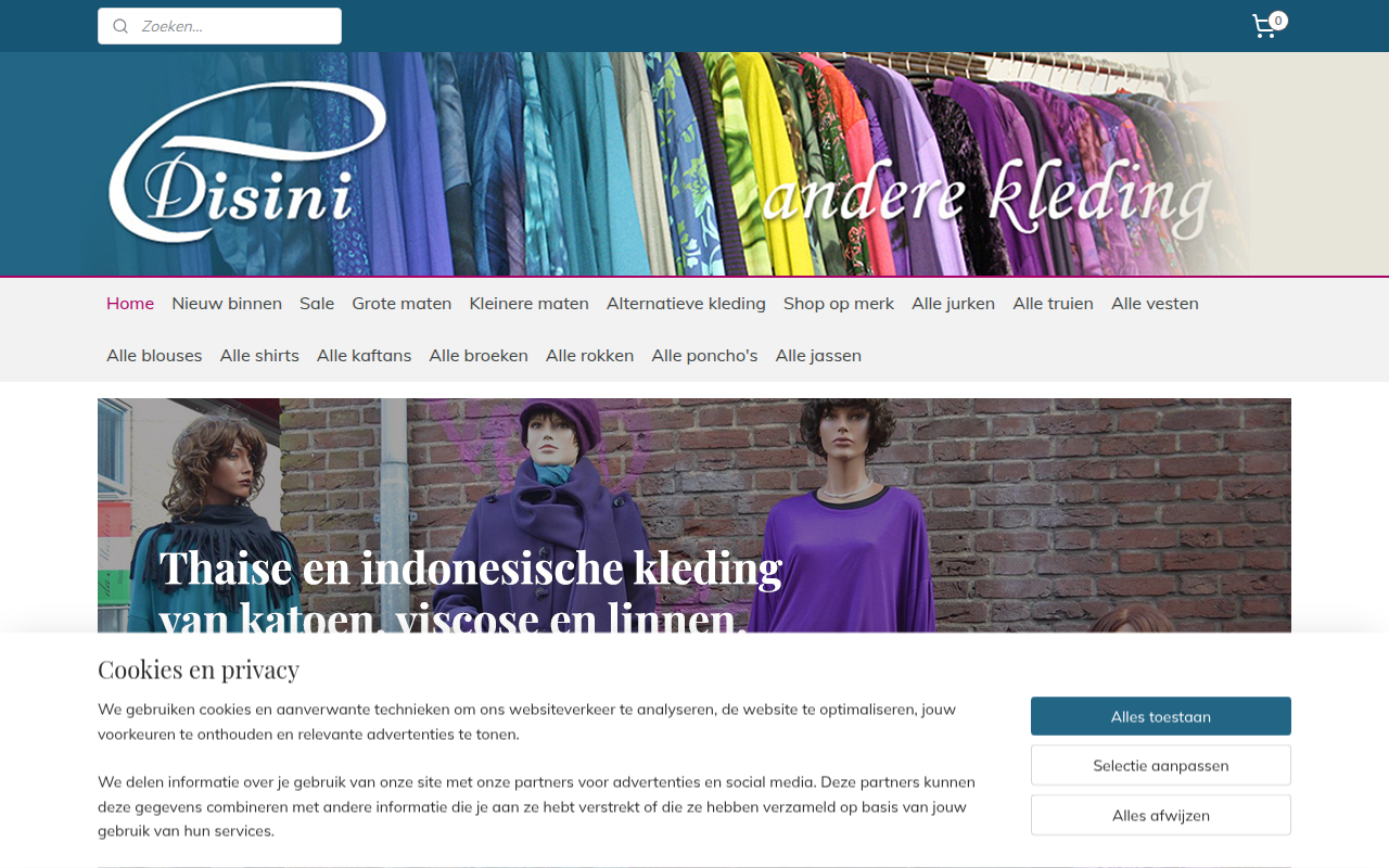 Screenshot van disini-dameskledingwebshop.nl