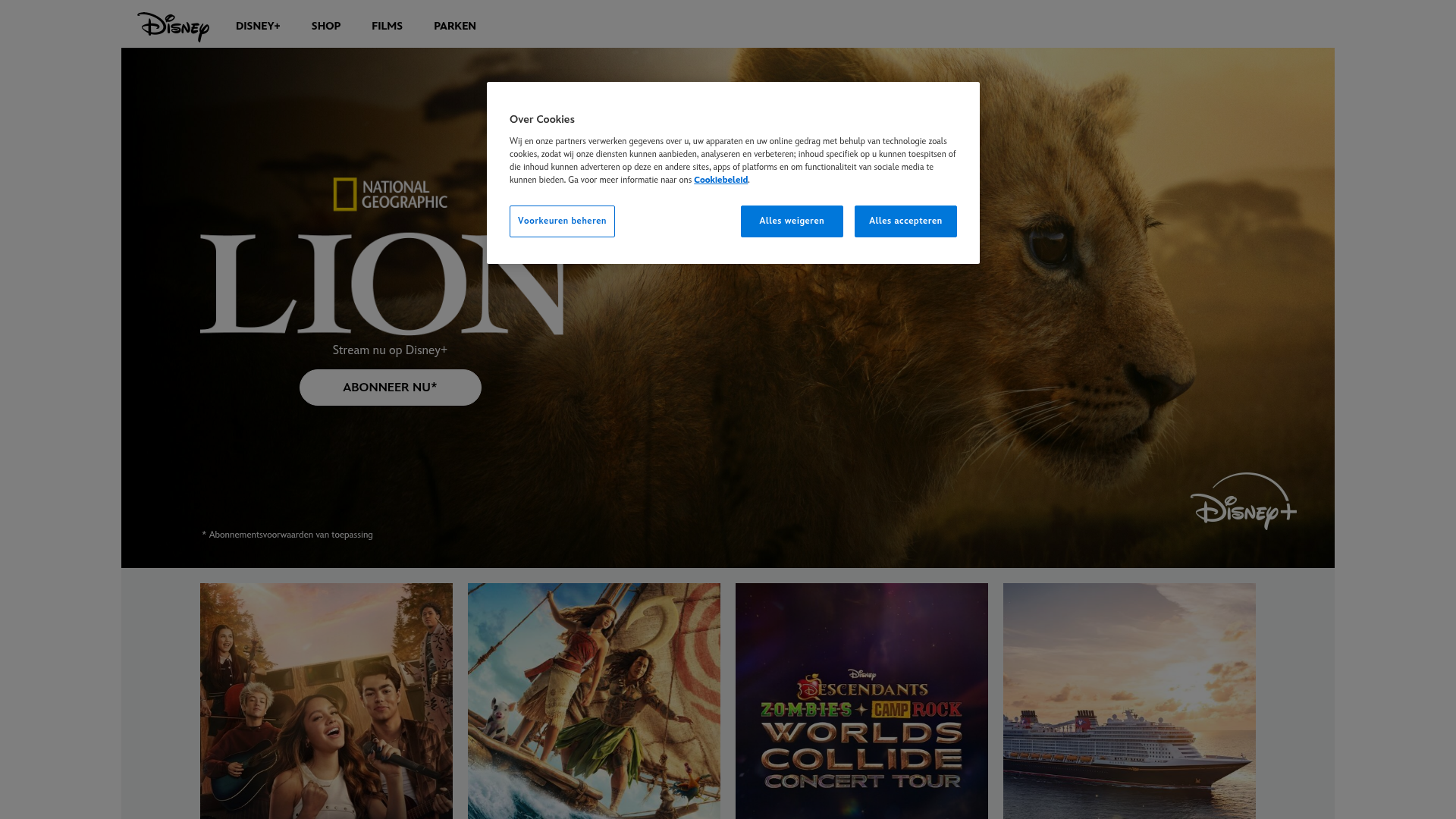 Screenshot van disney.nl