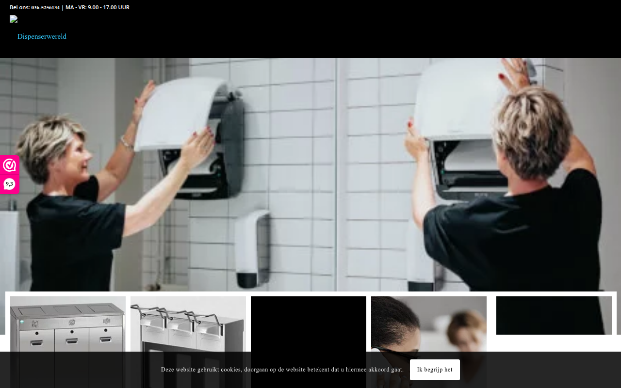 Screenshot van dispenserwereld.nl