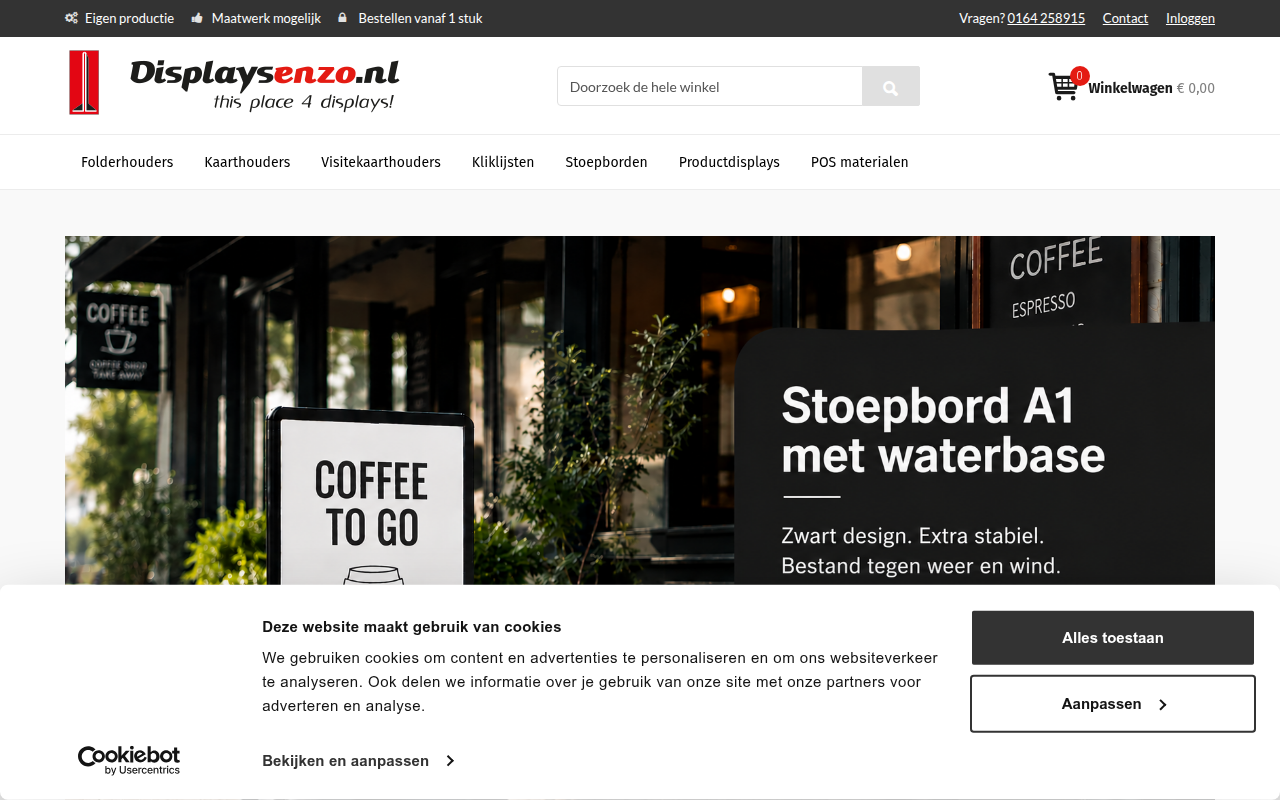 Screenshot van displaysenzo.nl