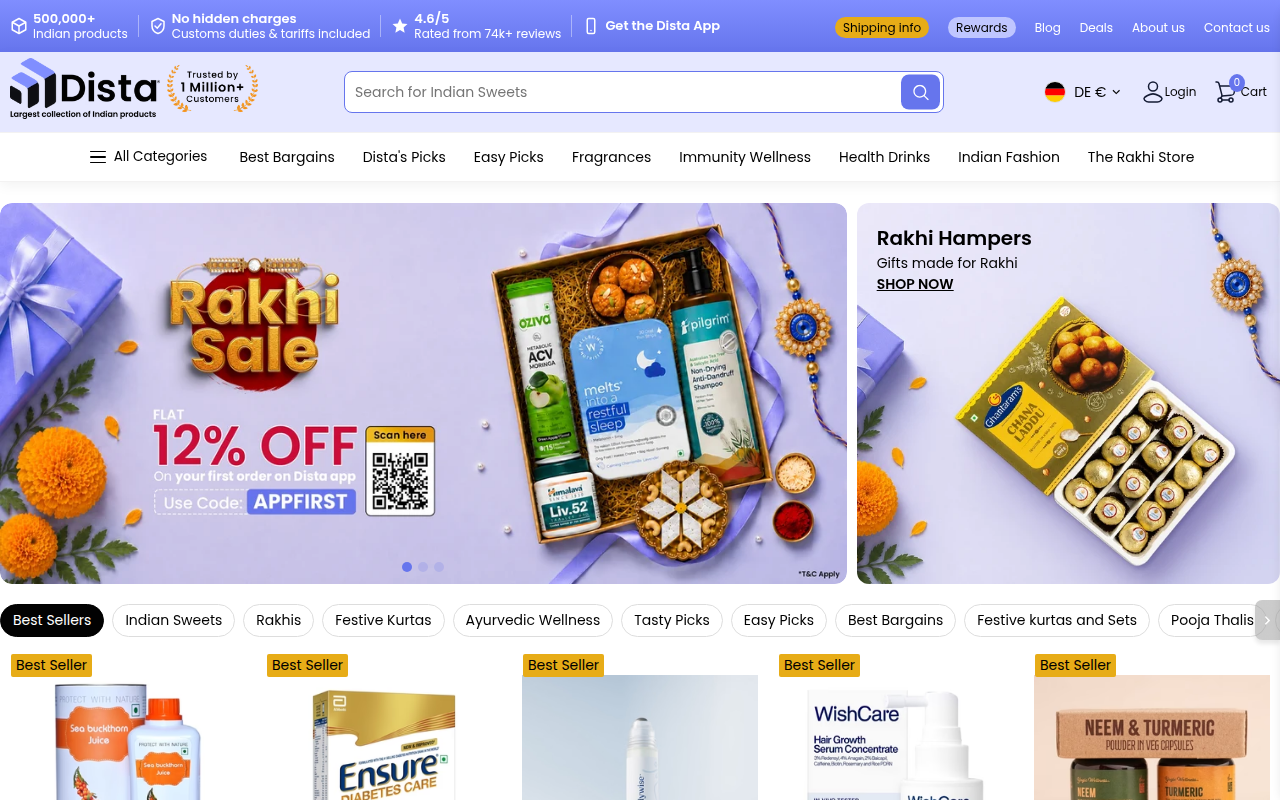 Screenshot van distacart.com