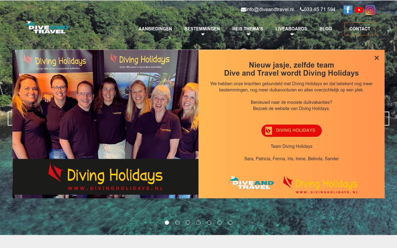 Screenshot van diveandtravel.nl