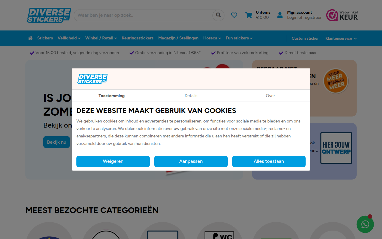 Screenshot van diversestickers.nl