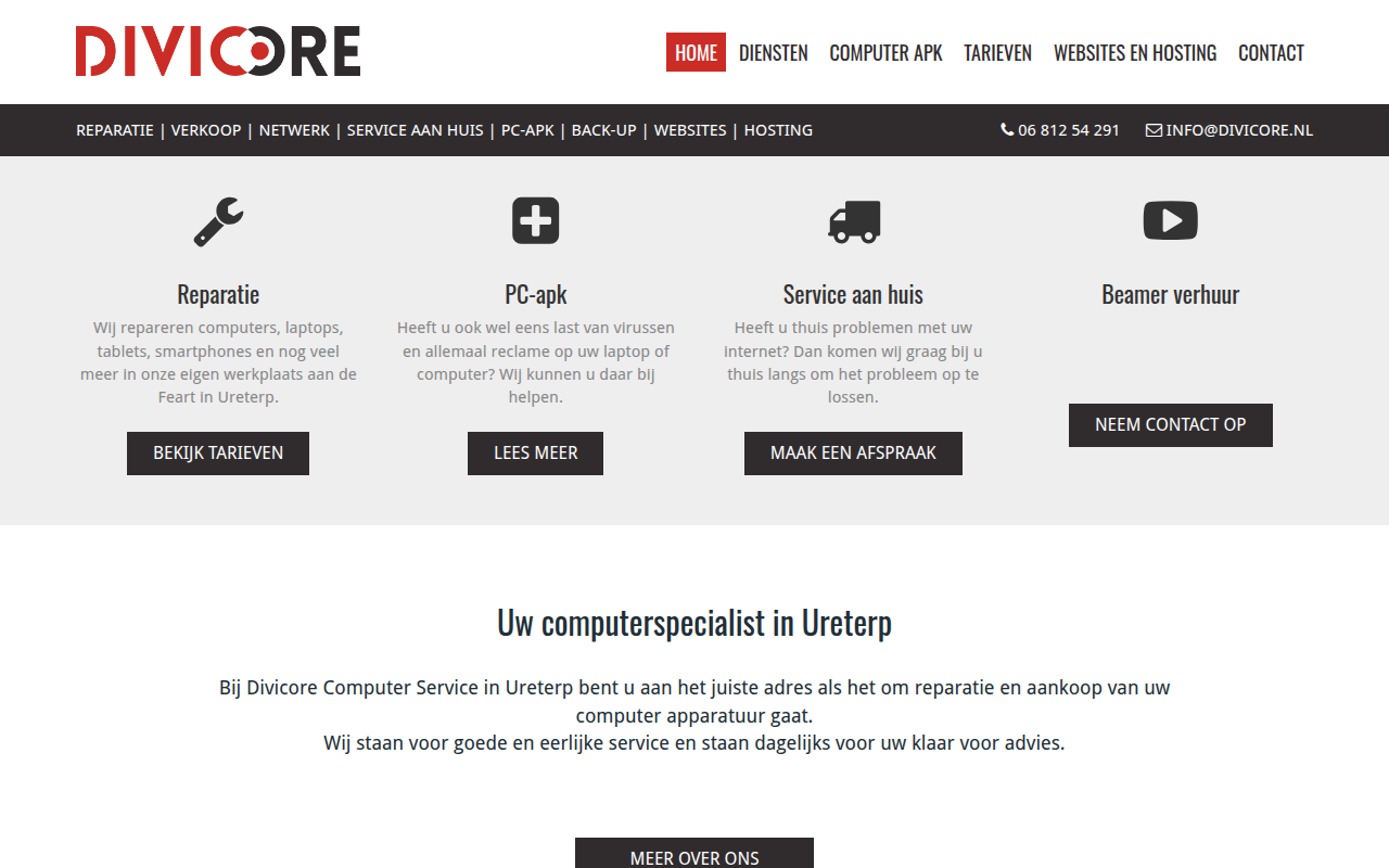Screenshot van divicore.nl