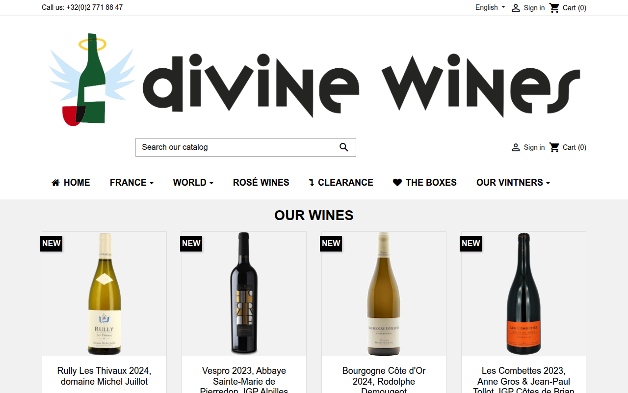 Screenshot van divinewines.be