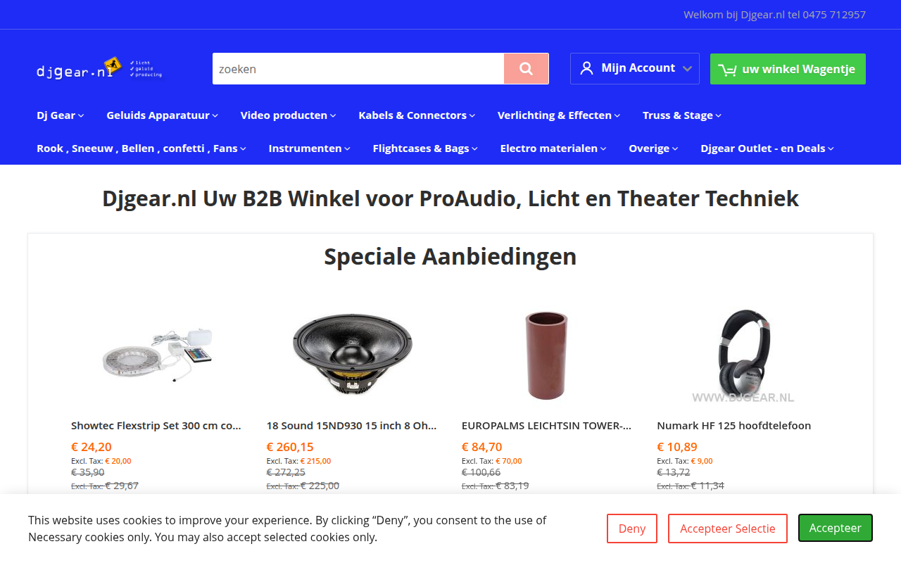 Screenshot van djgear.nl