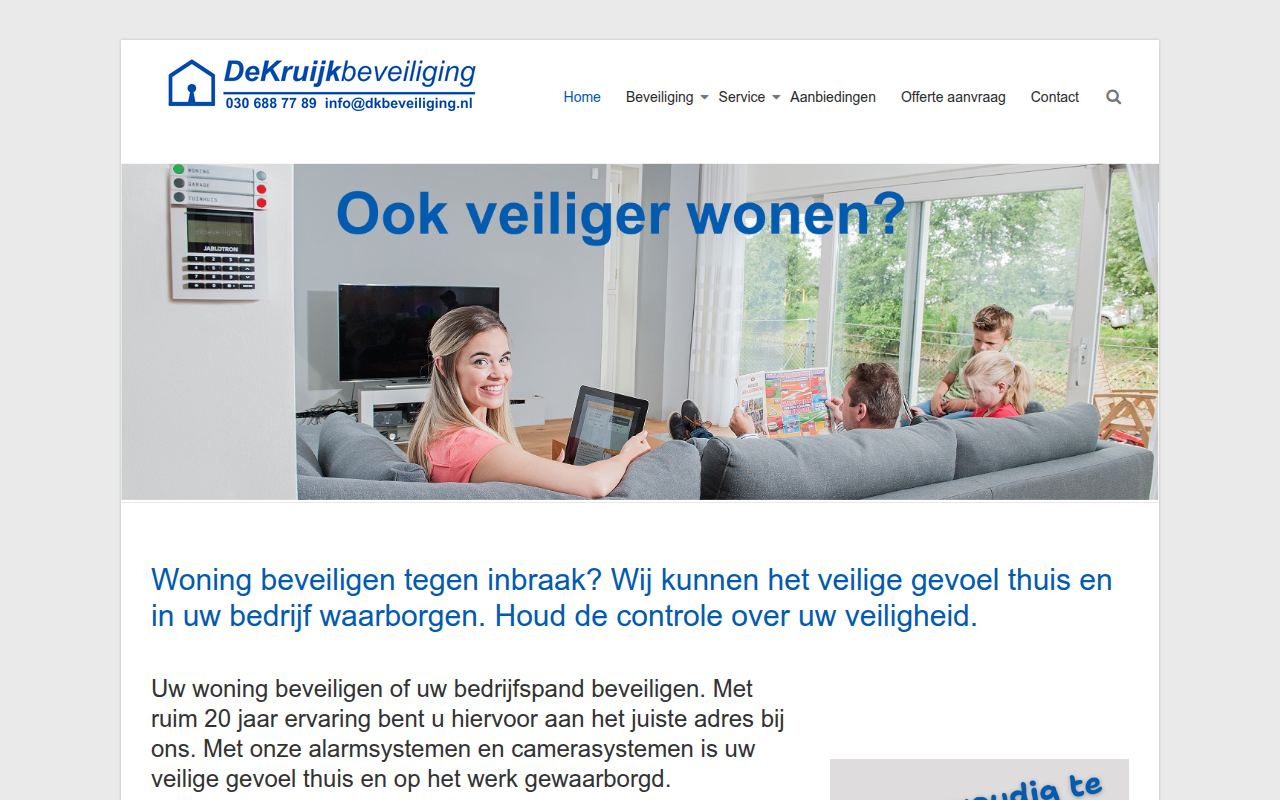 Screenshot van dkbeveiliging.nl