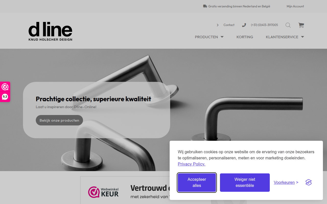Screenshot van dline-online.nl