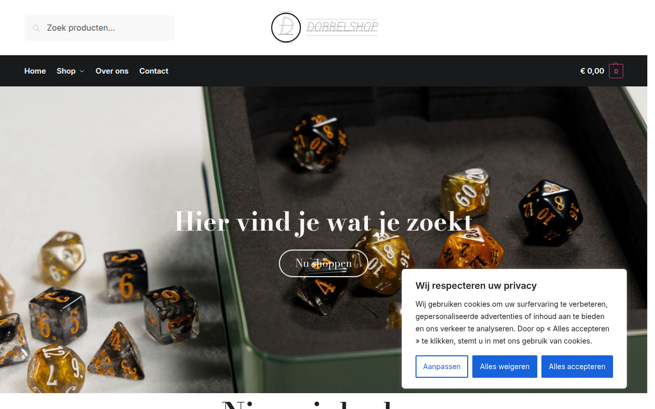 Screenshot van dobbelshop.com