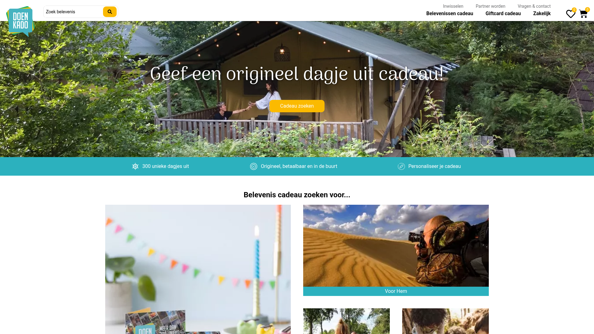 Screenshot van doenkado.nl