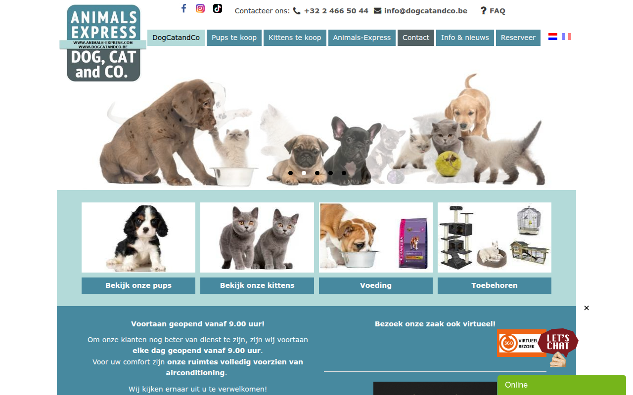 Screenshot van dogcatandco.be