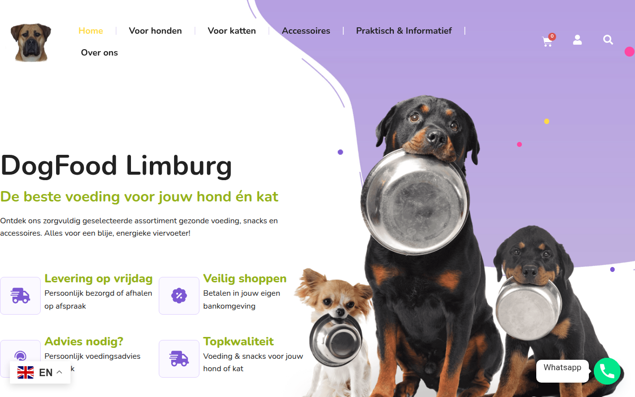 Screenshot van dogfoodlimburg.nl