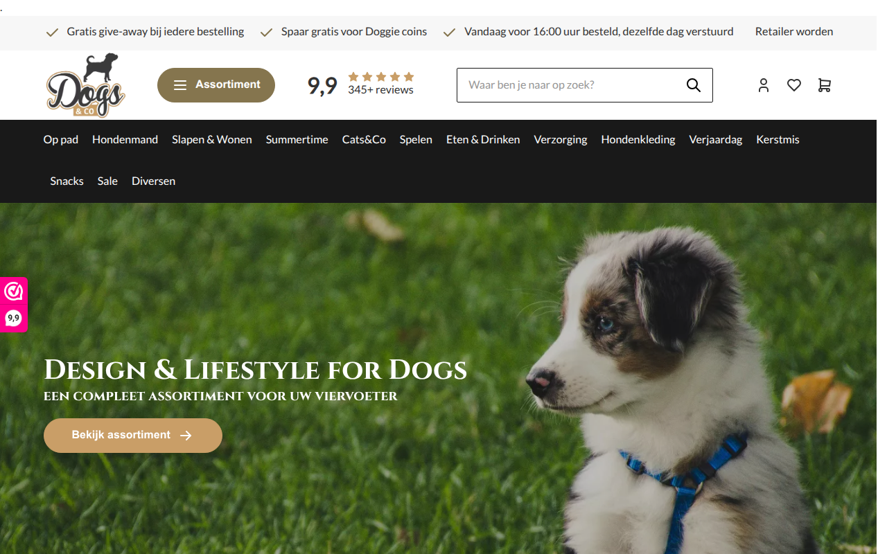 Screenshot van dogsandco.nl
