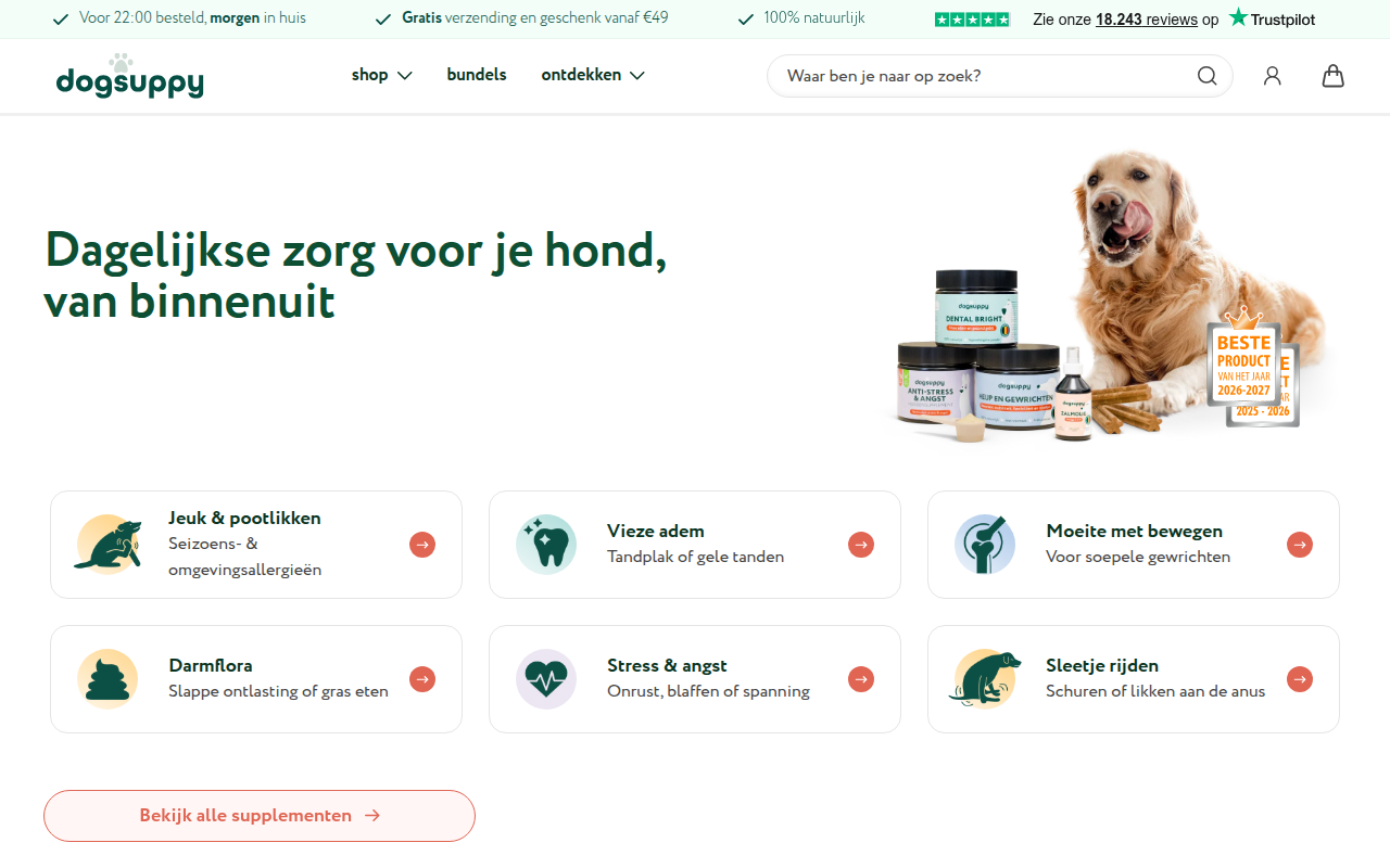 Screenshot van dogsuppy.com