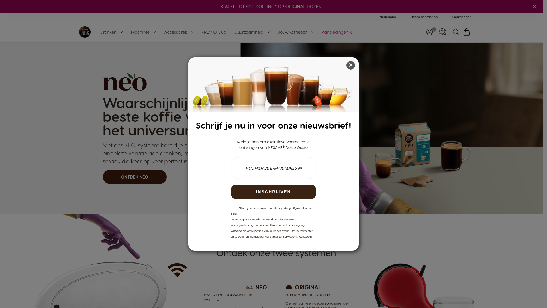 Screenshot van dolce-gusto.nl
