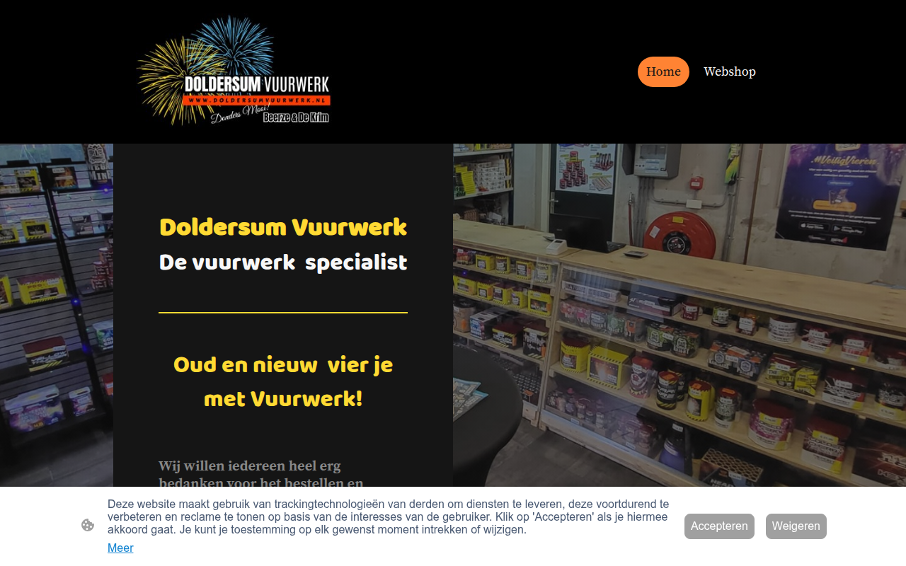 Screenshot van doldersumvuurwerk.nl