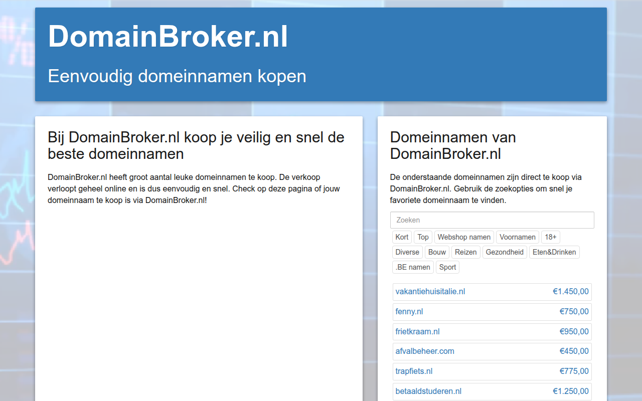 Screenshot van domainbroker.nl
