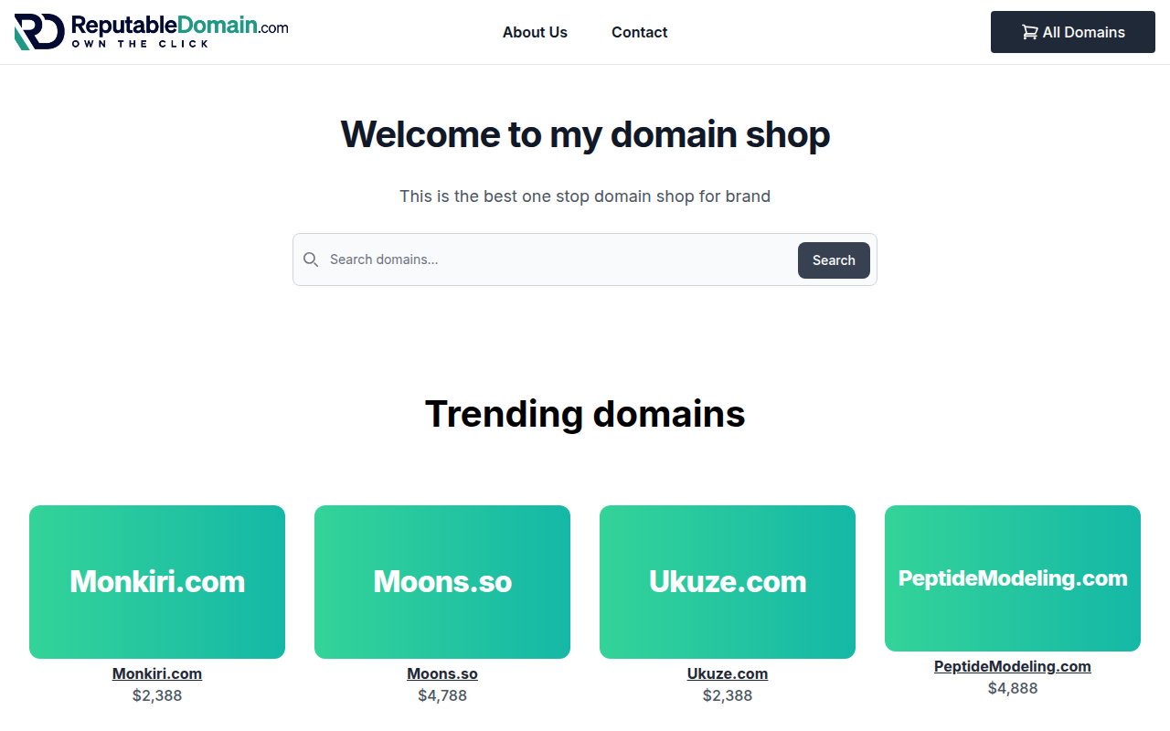 Screenshot van domains.reputabledomain.com