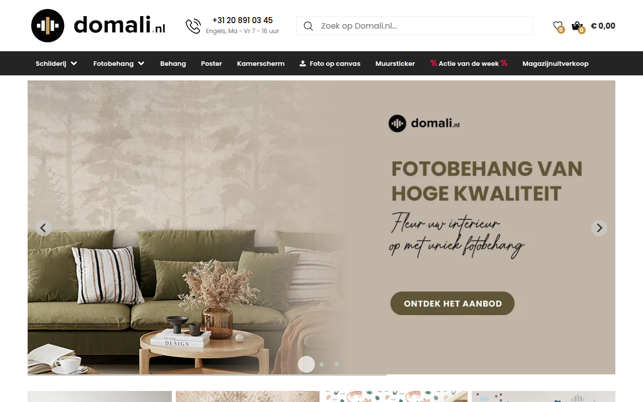 Screenshot van domali.nl