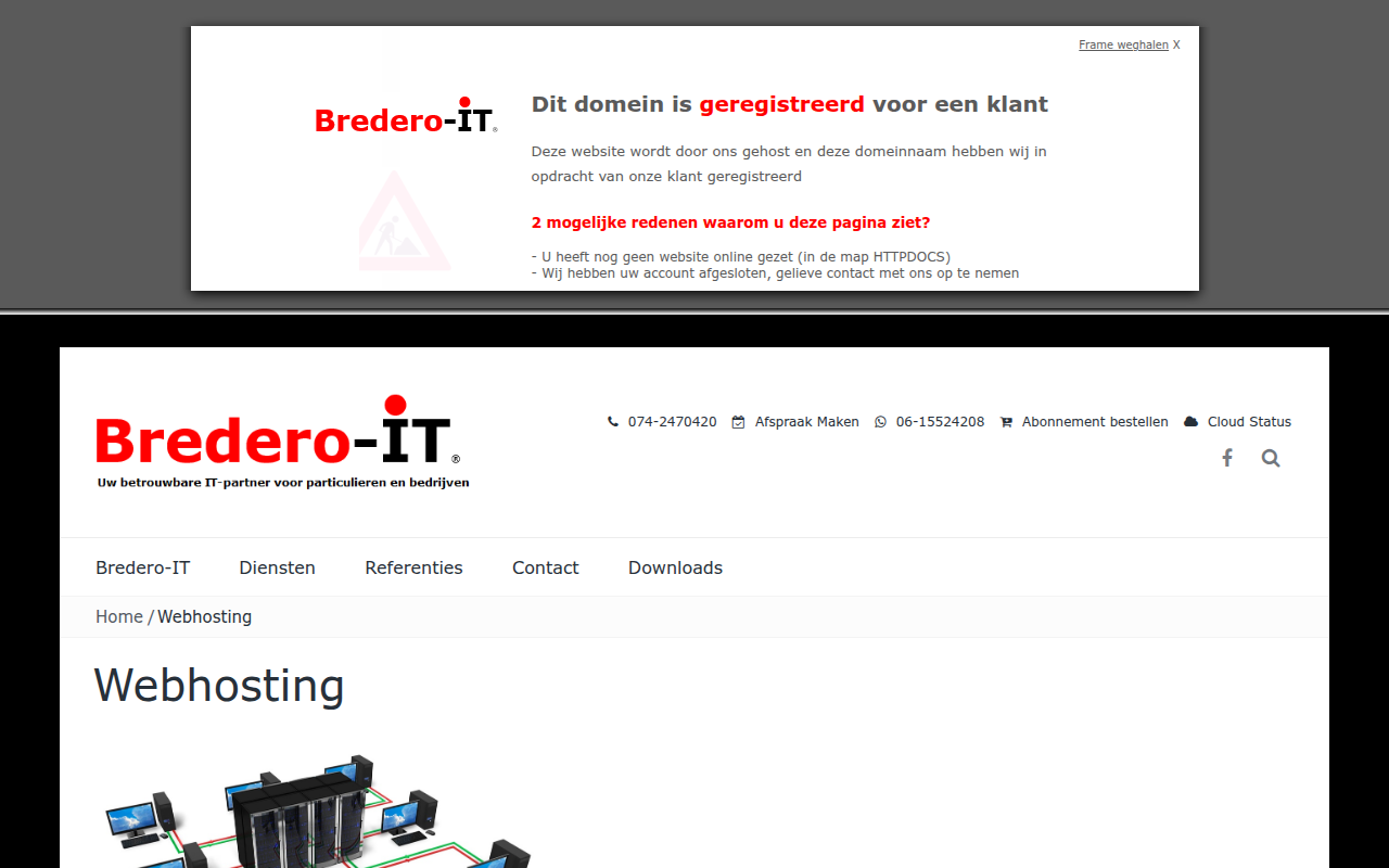 Screenshot van domein.bredero-it.nl