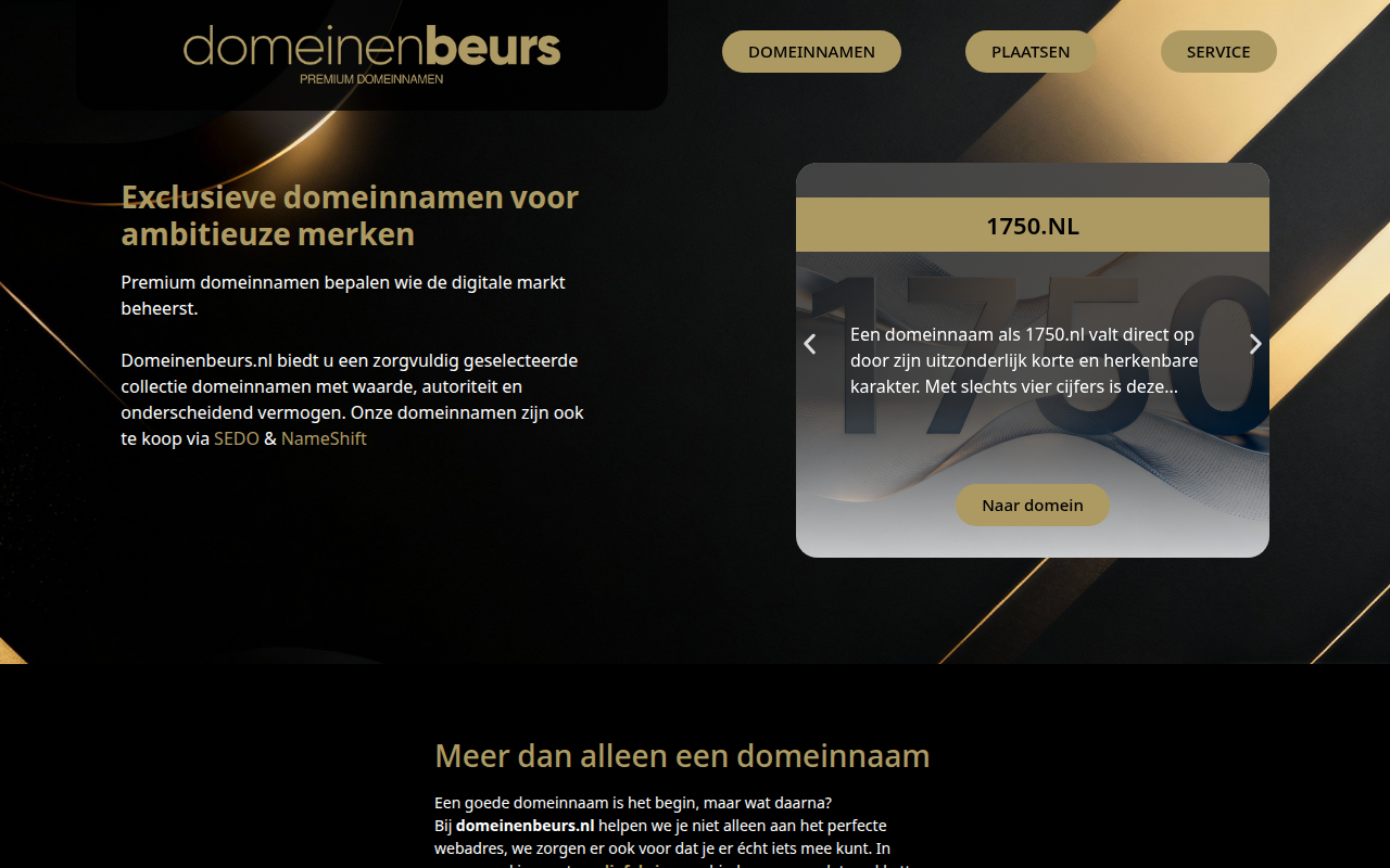 Screenshot van domeinenbeurs.nl