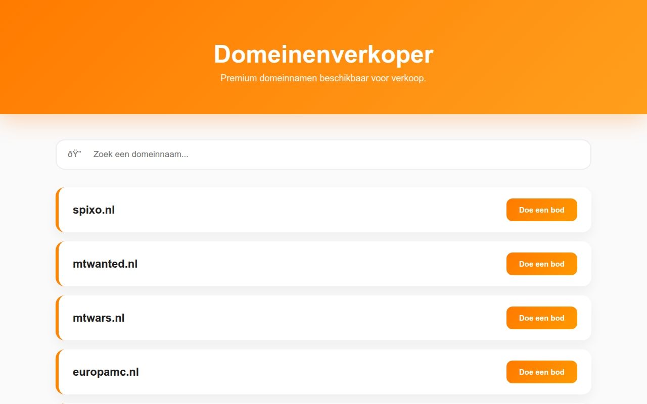 Screenshot van domeinenverkoper.nl