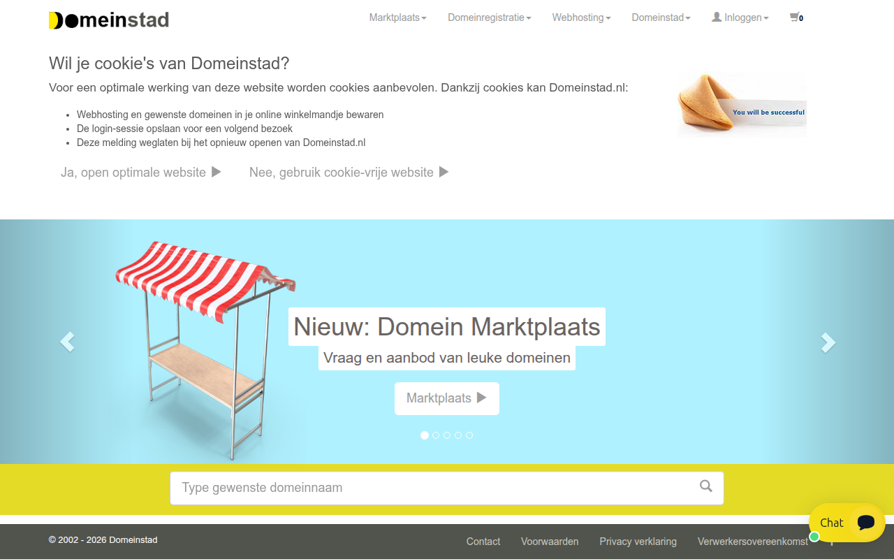 Screenshot van domeinstad.nl