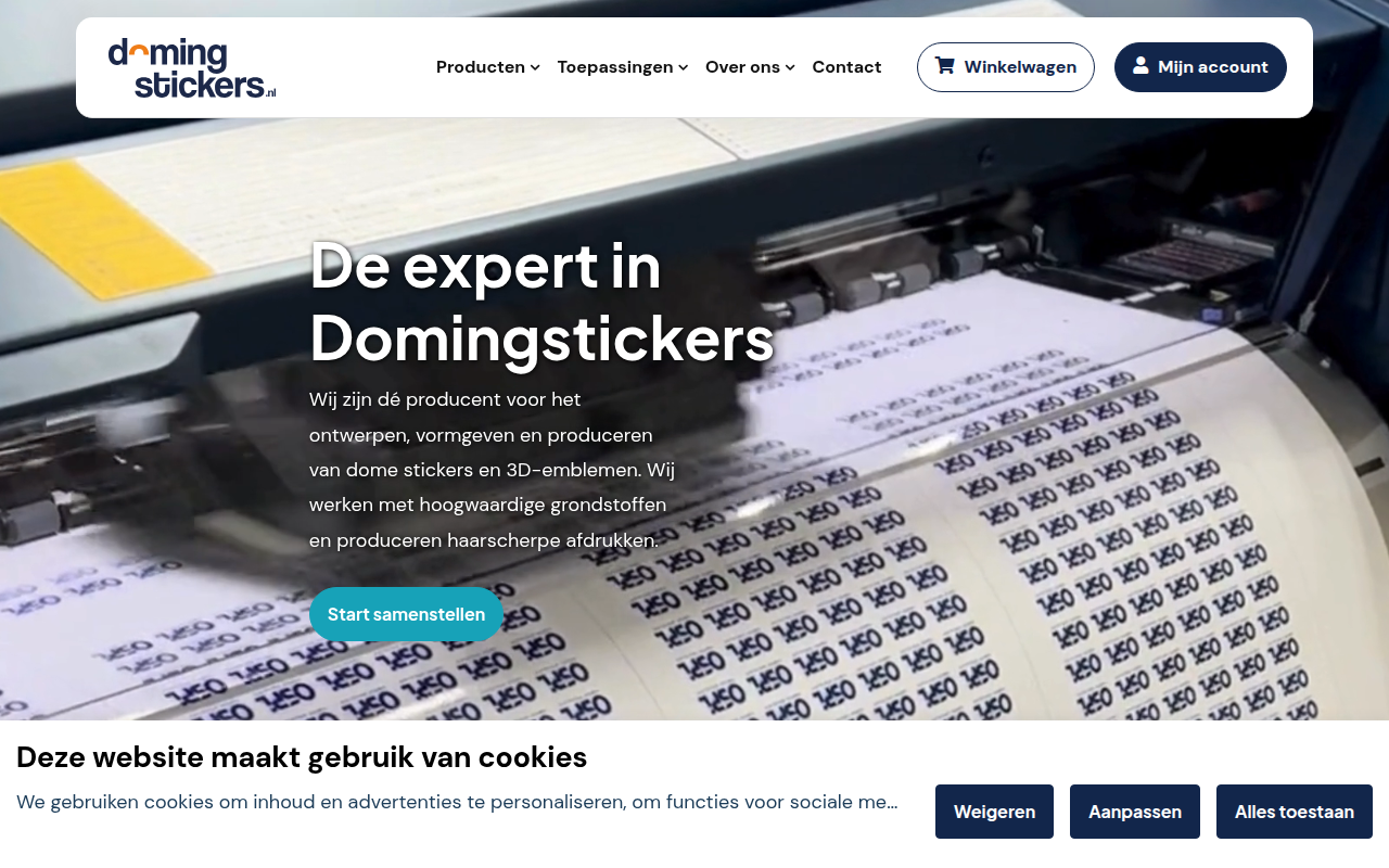 Screenshot van domingstickers.nl